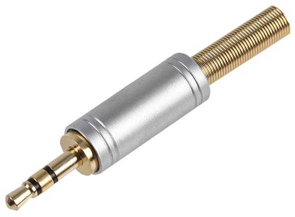 PRO Signal PSG03879 PSG03879 Phone Audio Connector 3 Contacts Plug 3.5 mm Cable Mount Gold Plated Metal Body