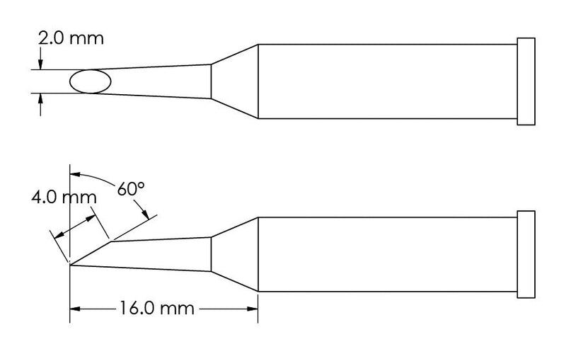 Metcal GT4-HF6020S Soldering Tip Hoof/60&deg; Bevel 2 x 16.6 mm Station