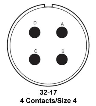 ITT Cannon MS3102R32-17PX MS3102R32-17PX Circular Connector MIL-DTL-5015 Series Box Mount Receptacle 4 Contacts Solder Pin Threaded