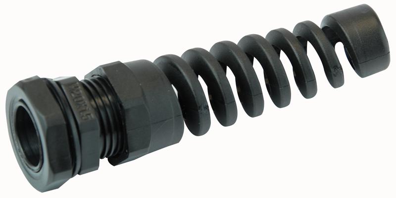 PRO Power PP001691 Cable Gland With Spiral Strain Relief PG IP68 PG13.5 6 mm 12 Nylon (Polyamide) Black