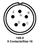 ITT Cannon MS3100F14S-5PX MS3100F14S-5PX Circular Connector MIL-DTL-5015 Series Wall Mount Receptacle 5 Contacts Solder Pin Threaded