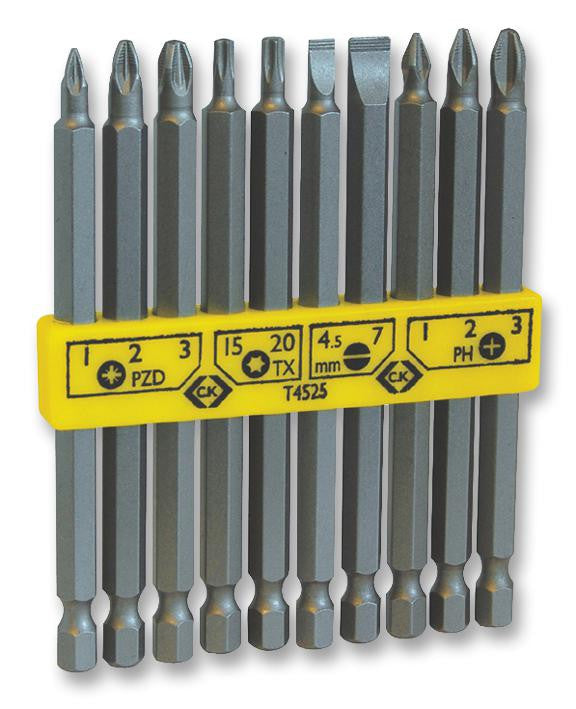 CK TOOLS 4525 HEXAGON BIT SET, LONG REACH, 1/4", 10PC