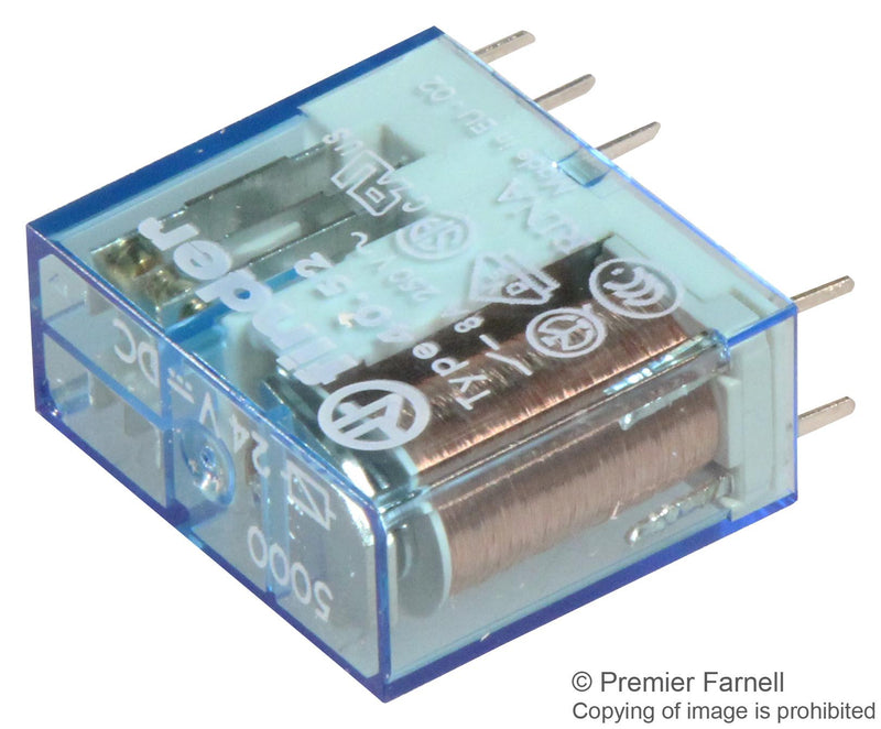 Finder 40.52.9.024.5000 Power Relay Dpdt 24 VDC 8 A 40 Series Through Hole