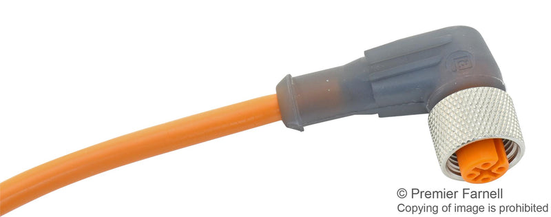 Lumberg Automation RKWT 4-3-06/2 M RKWT M Sensor Cable PVC 90&deg; M12 Receptacle Free End 3 Positions 2 m 6.6 ft