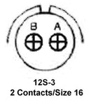 Amphenol Industrial MS3106R12S-3S. Circular Connector Plug Size 12S 2POS Cable