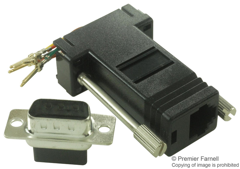 MH CONNECTORS MHDA9-PMJ6-K Connector Adaptor, D Sub, 9 Ways, Plug, RJ11, 6 Ways, Receptacle