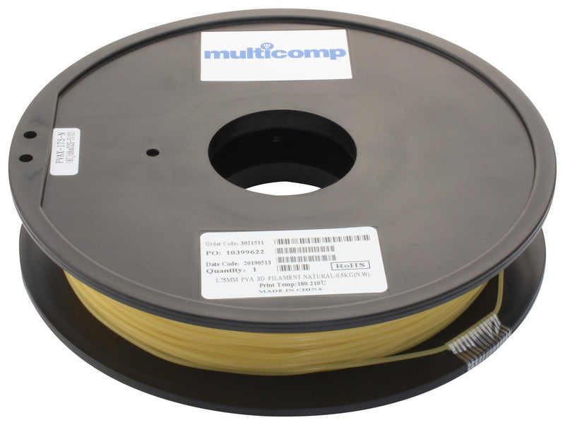 Multicomp MC011459 3D Printer Filament PVA 1.75 mm Natural 210 &deg;C Melting Temp