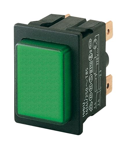 Marquardt 01660.0202-00 Illuminated Pushbutton Switch 1660 Series Dpst On-Off 16 A 250 V Green