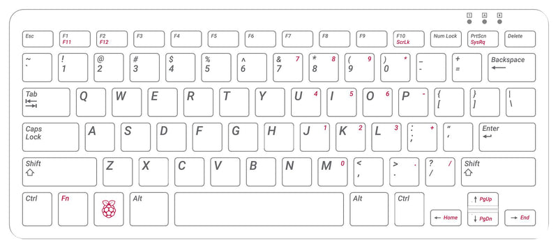 RASPBERRY-PI RPI-KEYB (US)-RED/WHITE Development Kit Accessory Official Raspberry Pi Keyboard Red/White US Layout Wired