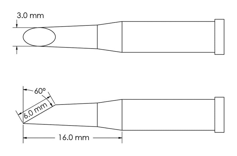 Metcal GT4-HF6030S Soldering Tip Hoof/60&deg; Bevel 3 x 16 mm Station