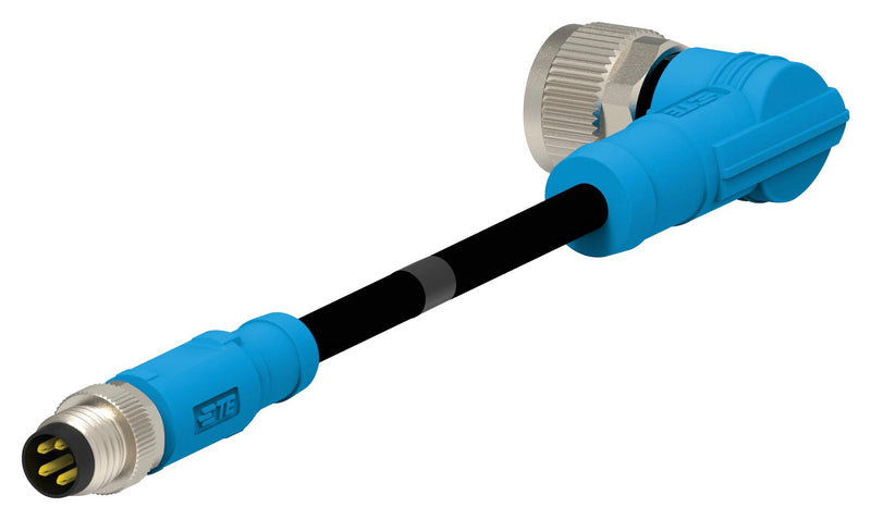 TE Connectivity T4052118004-001 Sensor Cable M8 Plug M12 Receptacle 4 Positions 500 mm 19.7 " T405 Series