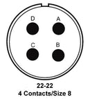 ITT Cannon MS3102E22-22PX MS3102E22-22PX Circular Connector MIL-DTL-5015 Series Box Mount Receptacle 4 Contacts Solder Pin Threaded