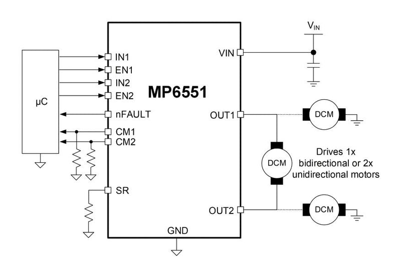 Monolithic Power Systems (MPS) MP6551GQB-P Motor Driver DC Brush 2 Output 5A 2.5 V To 14 QFN-14 -40 &deg;C to 125