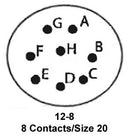 ITT Cannon KPT06F12-8P Circular Connector KPT Straight Plug 8 Contacts Solder Pin Bayonet 12-8