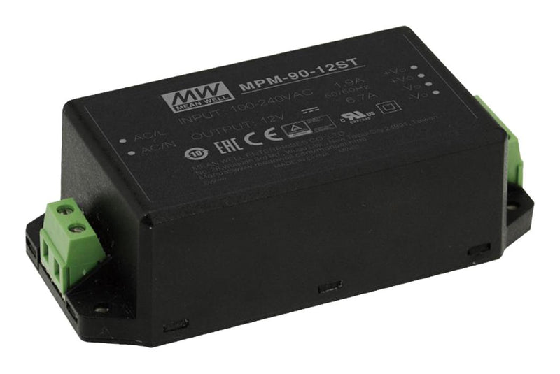 Mean Well MPM-90-12ST AC/DC Enclosed Power Supply (PSU) 113 to 370VDC ITE &amp; Medical 1 Outputs 80.4 W 12 VDC 6.7 A