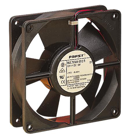 EBM-PAPST 4312U Axial Fan, 4300 Series, IP68, 12 V, DC, 119 mm, 32 mm, 45 dBA, 100.1 cu.ft/min