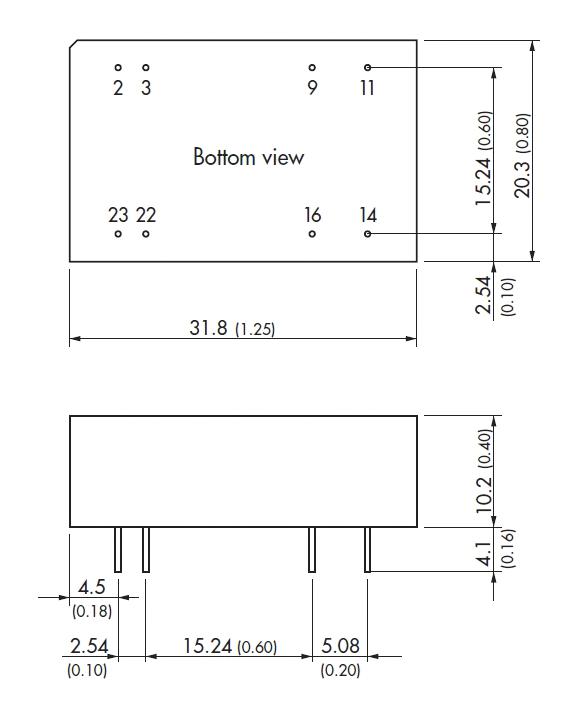 Traco Power TEN 6-1215N Isolated Through Hole DC/DC Converter ITE 2:1 6 W 1 Output 24 V 250 mA