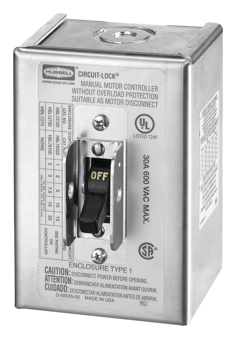 Hubbell Wiring Devices HBL1372 SW Disconnector 2P 30A 600VAC SMD