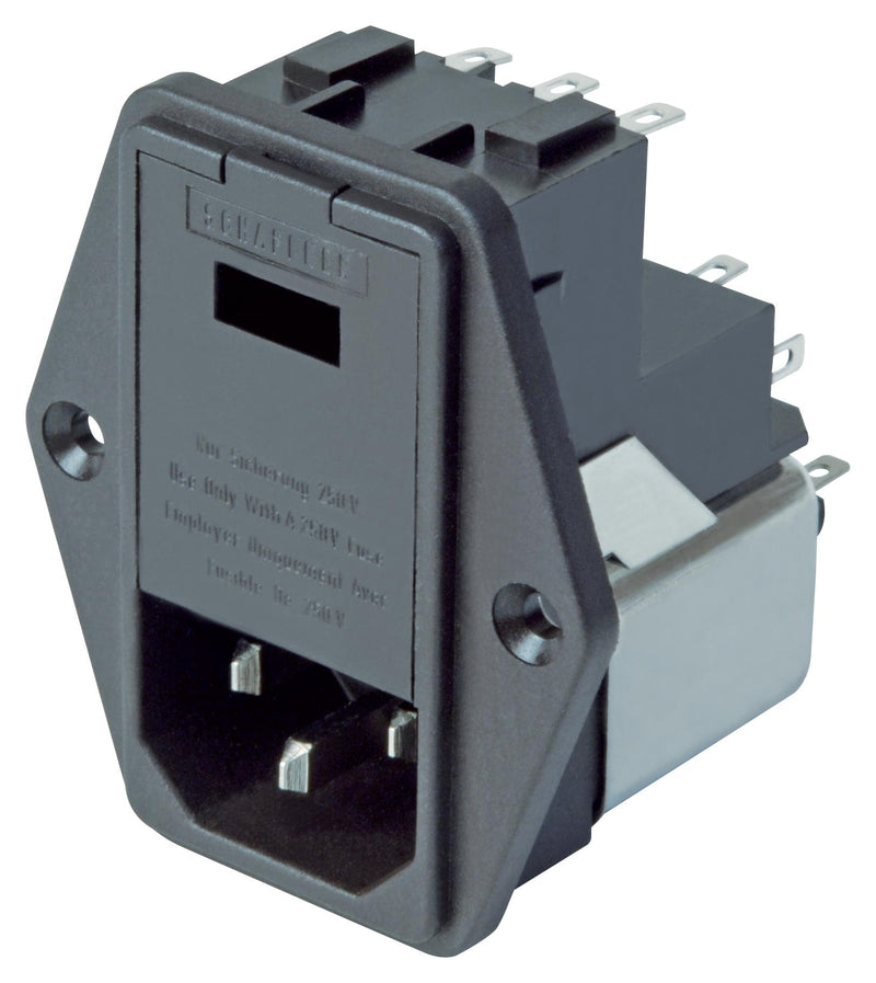 Schaffner FN378-6-21 Power Entry Connector FN 370 Series Plug 250 VAC 7.2 A Panel Mount Quick Connect