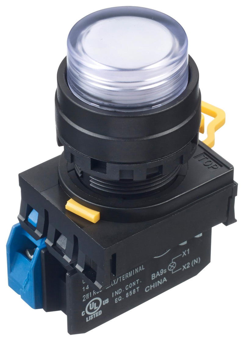 Idec YW1L-M2E10Q4PW Illuminated Pushbutton Switch YW Series SPST-NO Momentary Spring Return 24 V Pure White