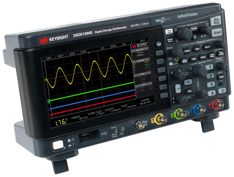 Keysight Technologies DSOX1204G+D1200BW2A Digital Oscilloscope Infiniivision 1000 X-Series 4 Channel 200 MHz 1 Gsps Mpts 1.7 ns