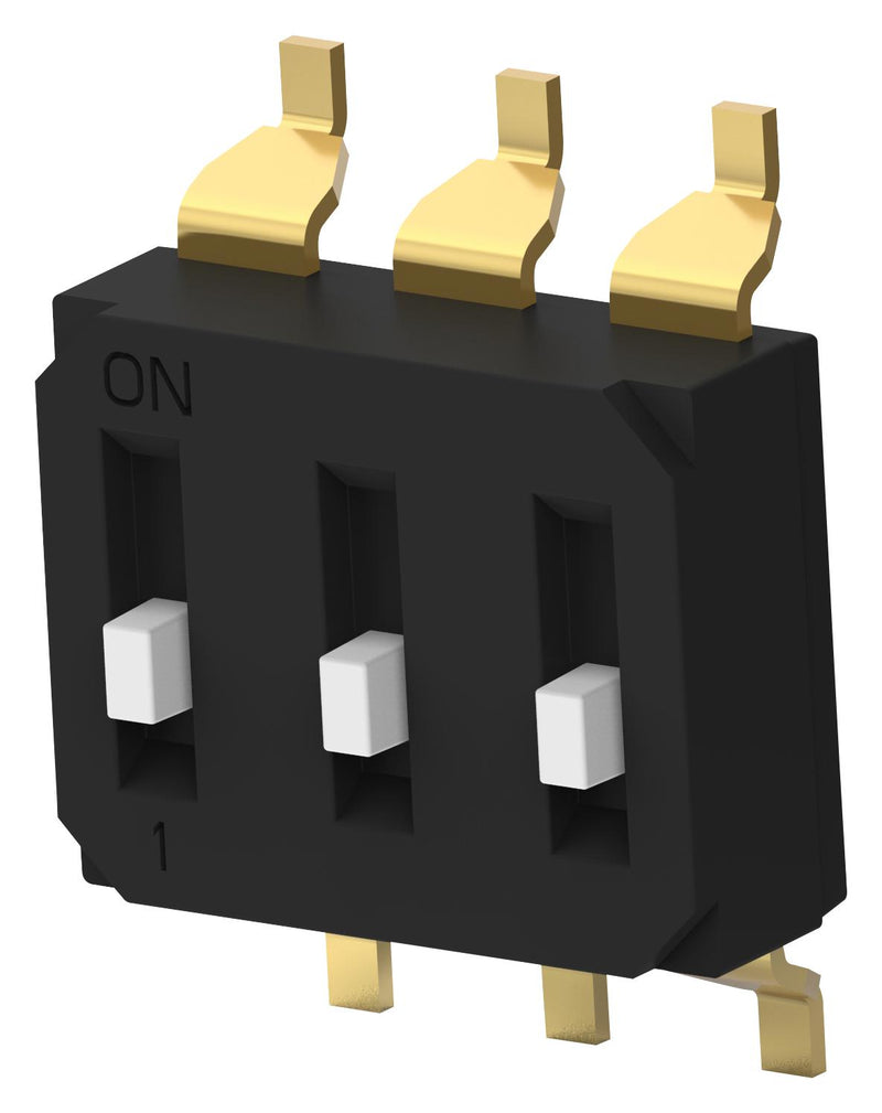 Alcoswitch - TE Connectivity EDS03SGNNTR04Q DIP / SIP Switch Raised Type 3 Circuits Spst SMD EDS Series Unsealed 24 V