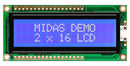 Midas MC21605G6W-BNMLW3.3-V2 MC21605G6W-BNMLW3.3-V2 Alphanumeric LCD 16 x 2 White on Blue 3.3V Parallel English Japanese Transmissive