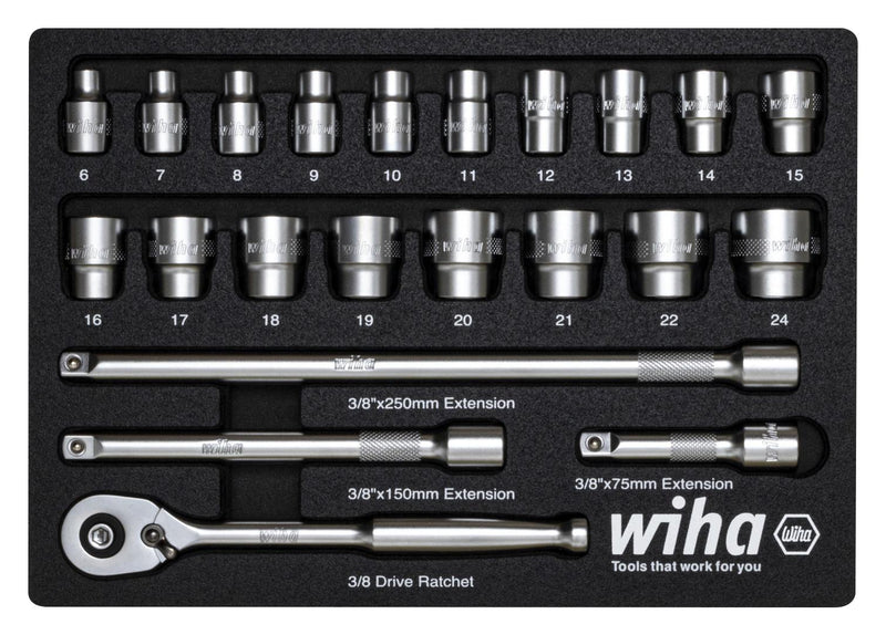 Wiha 44708 44708 Wrench Set Ratchet 23 Pieces 3/8"