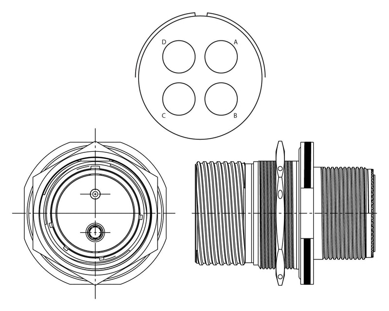 Amphenol Aerospace TVM07DS-37-17P Circular Conn Rcpt 4POS JAM NUT