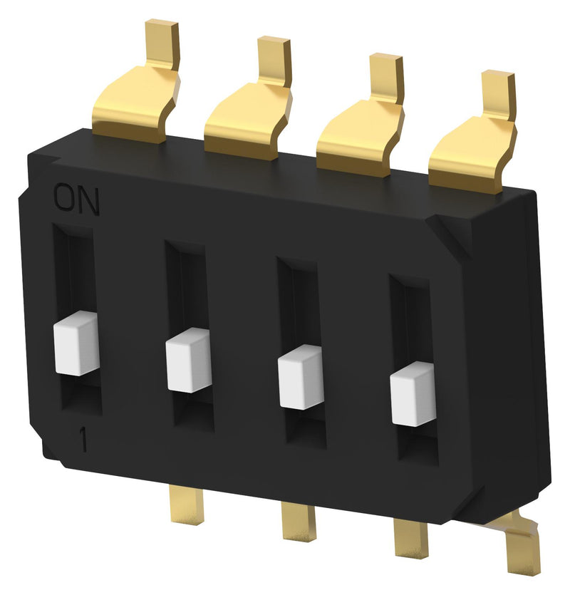 Alcoswitch - TE Connectivity EDS04SGNNTU04Q DIP / SIP Switch Raised Type 4 Circuits Spst SMD EDS Series Unsealed 24 V