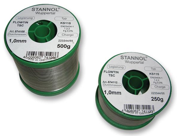 STANNOL 574110 Solder Wire, KS115, 1.2mm Diameter, 217&deg;C, 500g