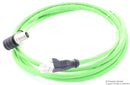 Metz Connect 142M2X95020 Sensor Cable X-Code Cat6 90&deg; M12 Plug RJ45 8 Positions 2 m 6.6 ft