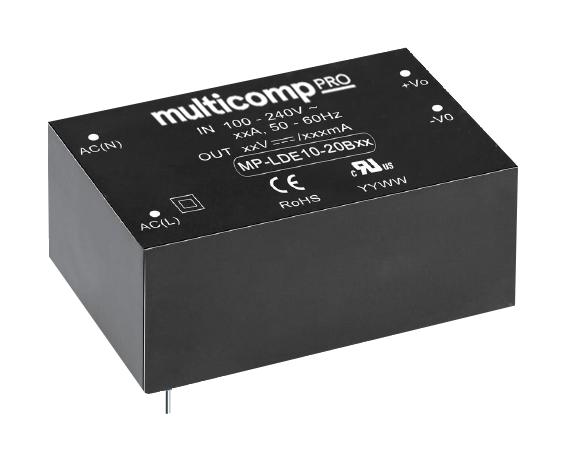 Multicomp PRO MP-LDE10-20B12 AC/DC PCB Mount Power Supply (PSU) 100 to 370VDC ITE 1 Output 10 W 12 V 900 mA