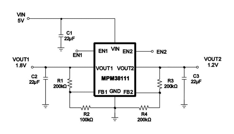 Monolithic Power Systems (MPS) MPM38111GR-P DC/DC POL Converter Adjustable Synchronous Buck 1MHz 2.7V to 6V in 0.608V 6V/1A Out QFN-14