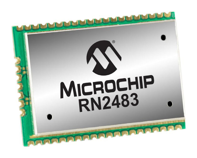 Microchip RN2483A-I/RM104 Transceiver Module FSK Gfsk Lora 300Kbps 870MHz -146 dBm 2.1V to 3.6V Supply I2C SPI Uart