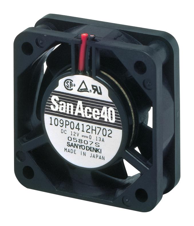 SANYO DENKI - SANACE FANS 109P0412M701 Axial Fan, 12 VDC, DC, 40 mm, 15 mm, 24 dBA, 5.3 cu.ft/min