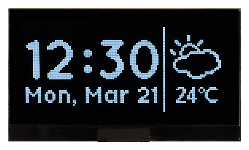 Midas MCOT128064SV-WM MCOT128064SV-WM Graphic Oled 128 x 64 Pixels White on Black 3V I2C Parallel SPI 73mm 41.86mm -40 &Acirc;&deg;C