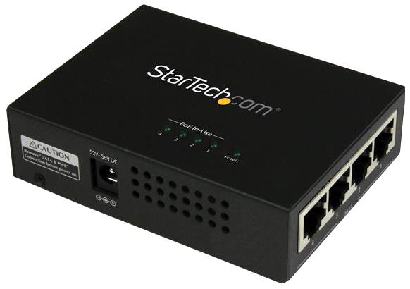 Startech POEINJ4G Ethernet Extender PoE+ Injector 4 Port Gigabit Midspan 2 Gbps 100 m Cable