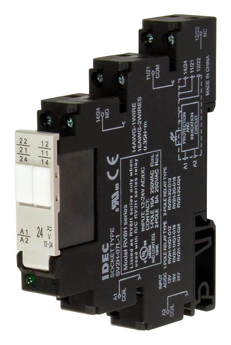 IDEC RV8H-2L-AD24 RELAY, DPDT, 24V, 8A, DIN-RAIL