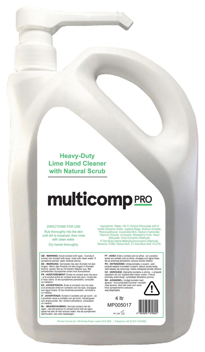 Multicomp PRO MP005017 Hand Cleaner Lime 4l Pump Bottle