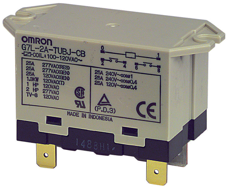 Omron Electronic Components G7L-2A-TUB-CB-AC100/120 Relay DPST-NO 277VAC 25A