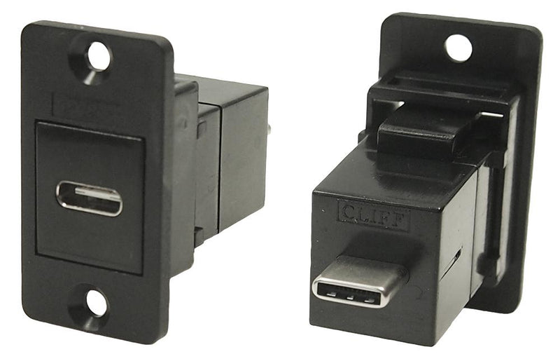 Cliff Electronic Components CP30611 USB Adapter CSK Hole Type C Receptacle Plug Slim Feedthrough