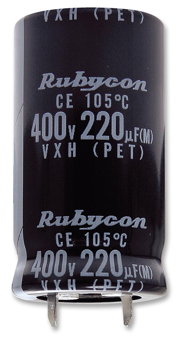 RUBYCON 450VXH220MEFCSN25X35 Electrolytic Capacitor, Snap-in, 220 &micro;F, 450 V, VXH Series, 5000 hours @ 105&deg;C, &plusmn; 20%