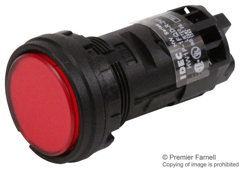 IDEC HW1P-1FQD-R-24V PANEL MOUNT INDICATOR, LED, 22MM, RED, 24V