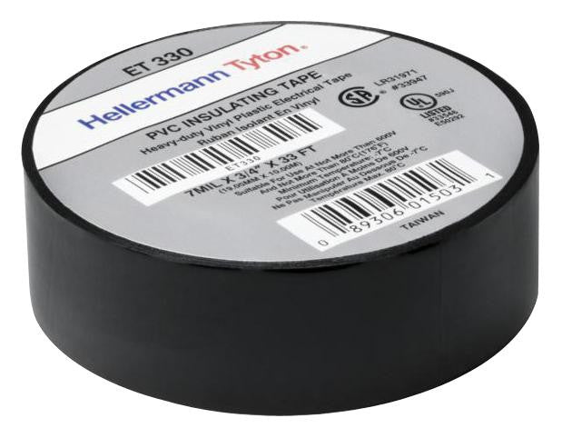 HELLERMANNTYTON ET330 ELECTRICAL TAPE, PVC, BLK, 10M X 19.05MM