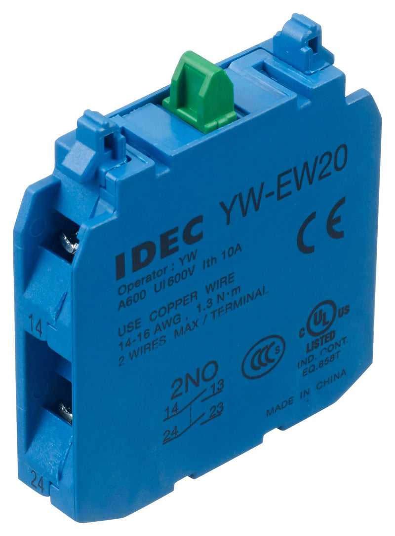 Idec YW-EW20 Contact Block YW and CW Series 2NO Screw Terminals