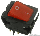 ARCOLECTRIC C6053ALNAE Rocker Switch, Illuminated, DPST, Off-On, Red, Panel, 16 A