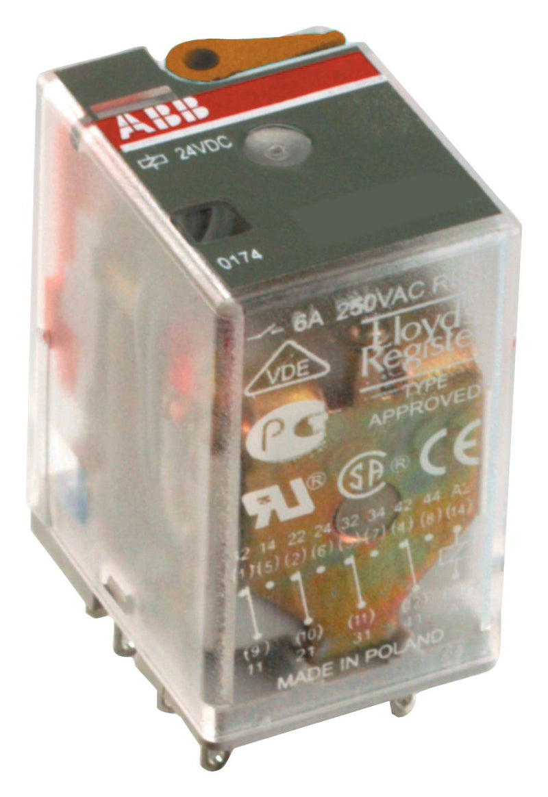 ABB 1SVR405612R0100 Power Relay Interface 3PDT 24 VAC 10 A CR-M Series Socket Non Latching