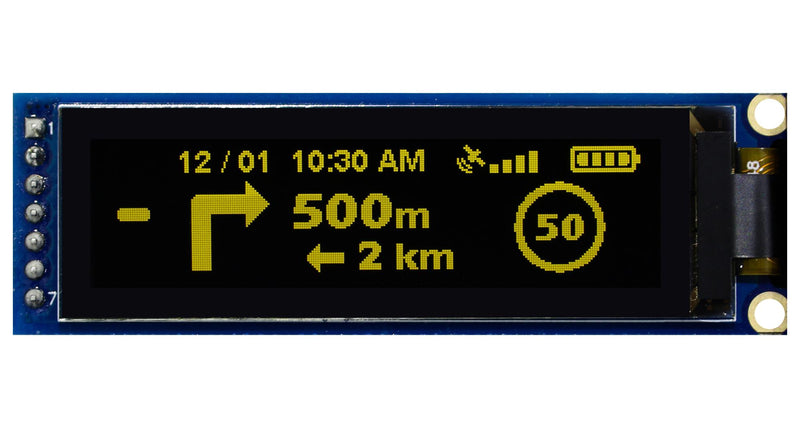 Midas MDOB256064D1Y-YS Graphic Oled 256 x 64 Pixels Yellow on Black 3.3V SPI 70mm 22mm -40 &deg;C