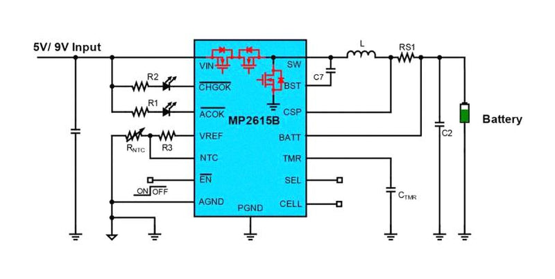 Monolithic Power Systems (MPS) MP2615BGQ-P MP2615BGQ-P Battery Charger Single Cell of Li-Ion 18 V Input 4.03 / 2 A Charge QFN-16